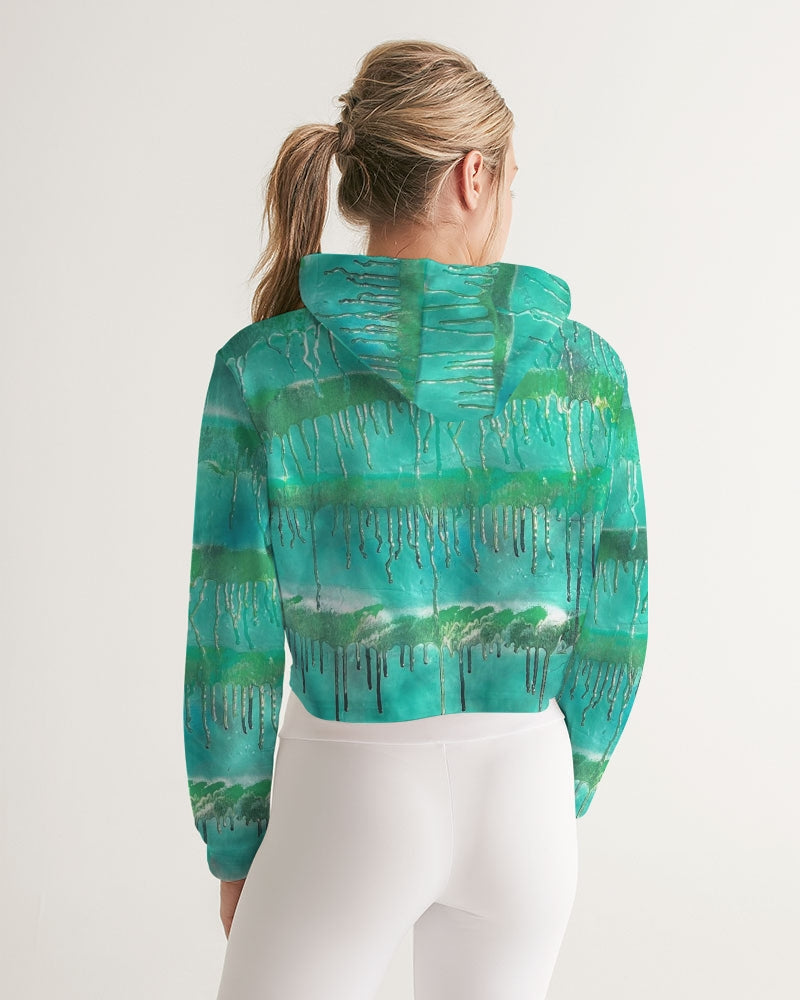 Malachite Women's All-Over Print Cropped Hoodie
