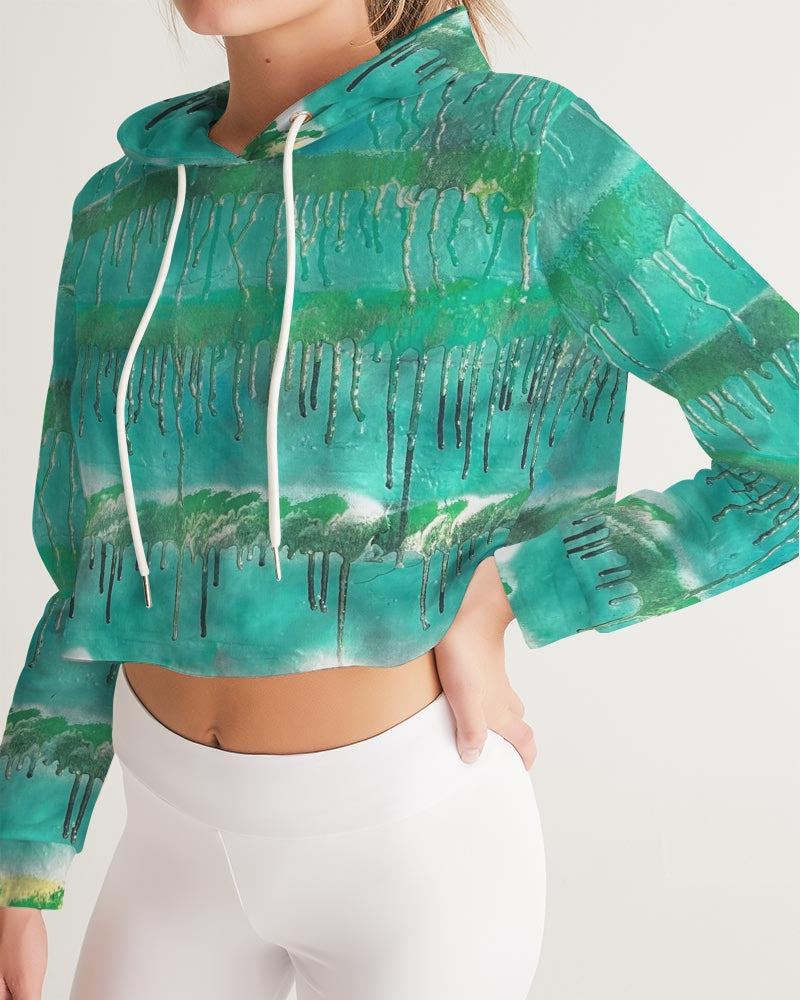 Malachite Women's All-Over Print Cropped Hoodie