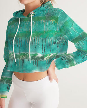 Malachite Women's All-Over Print Cropped Hoodie