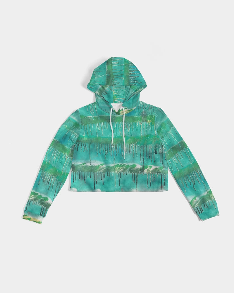 Malachite Women's All-Over Print Cropped Hoodie