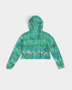 Malachite Women's All-Over Print Cropped Hoodie