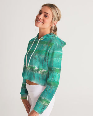 Malachite Women's All-Over Print Cropped Hoodie