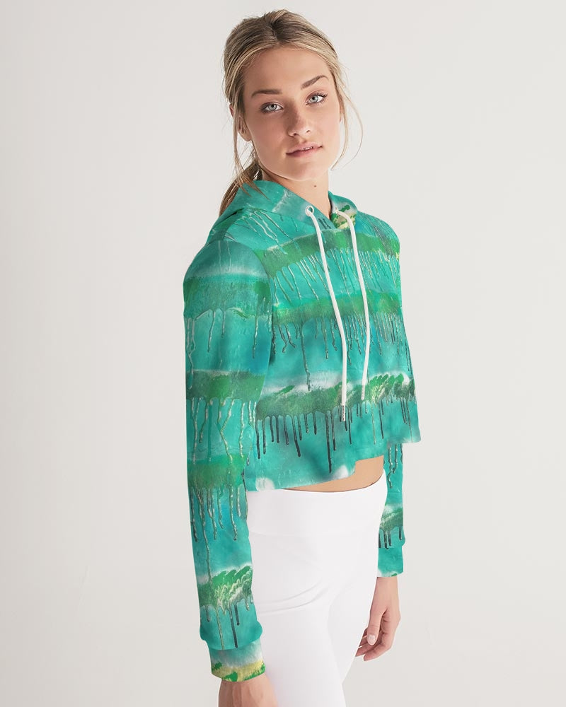Malachite Women's All-Over Print Cropped Hoodie