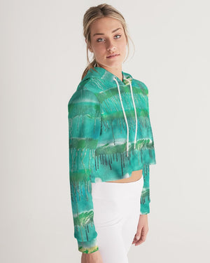 Malachite Women's All-Over Print Cropped Hoodie