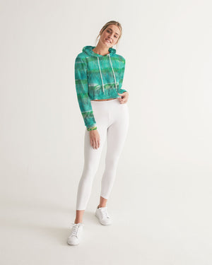 Malachite Women's All-Over Print Cropped Hoodie